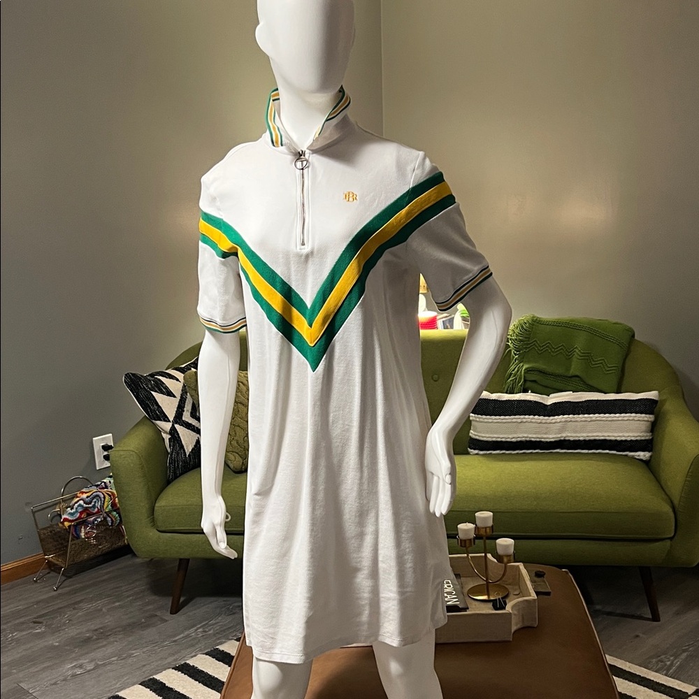 Banana Republic White Dress with Green and Yellow Accents